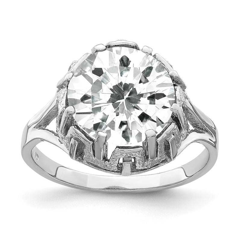 14k White Gold 10mm Cubic Zirconia Ring