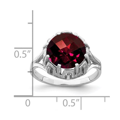 14k White Gold 10mm Garnet Checker ring