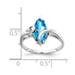 14k White Gold 12x6mm Marquise Blue Topaz VS Diamond ring