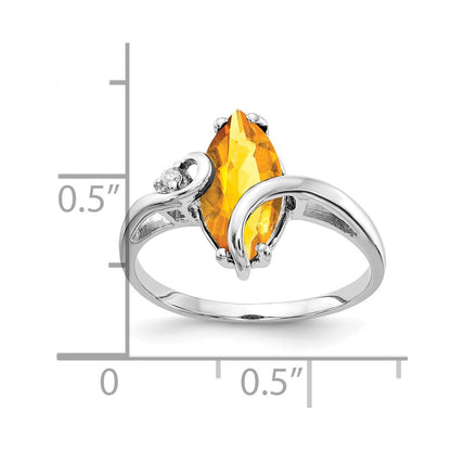 14k White Gold 12x6mm Marquise Citrine VS Diamond ring
