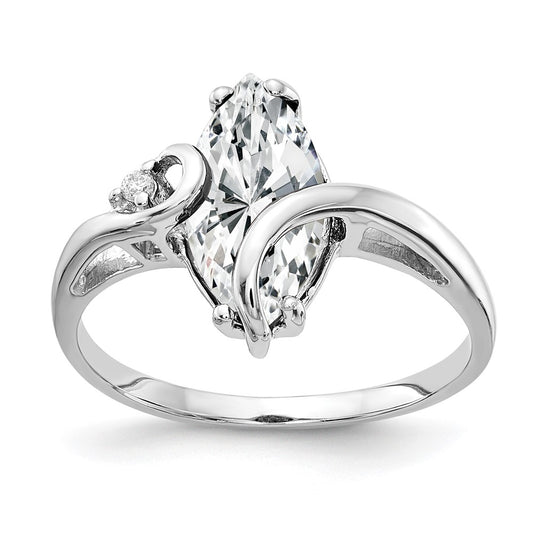 14k White Gold 12x6mm Marquise Cubic Zirconia AAA Diamond ring