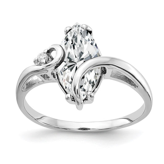 14k White Gold 12x6mm Marquise Cubic Zirconia VS Diamond ring