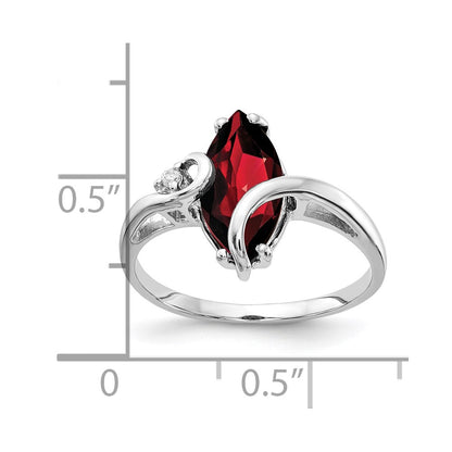 14k White Gold 12x6mm Marquise Garnet AAA Diamond ring