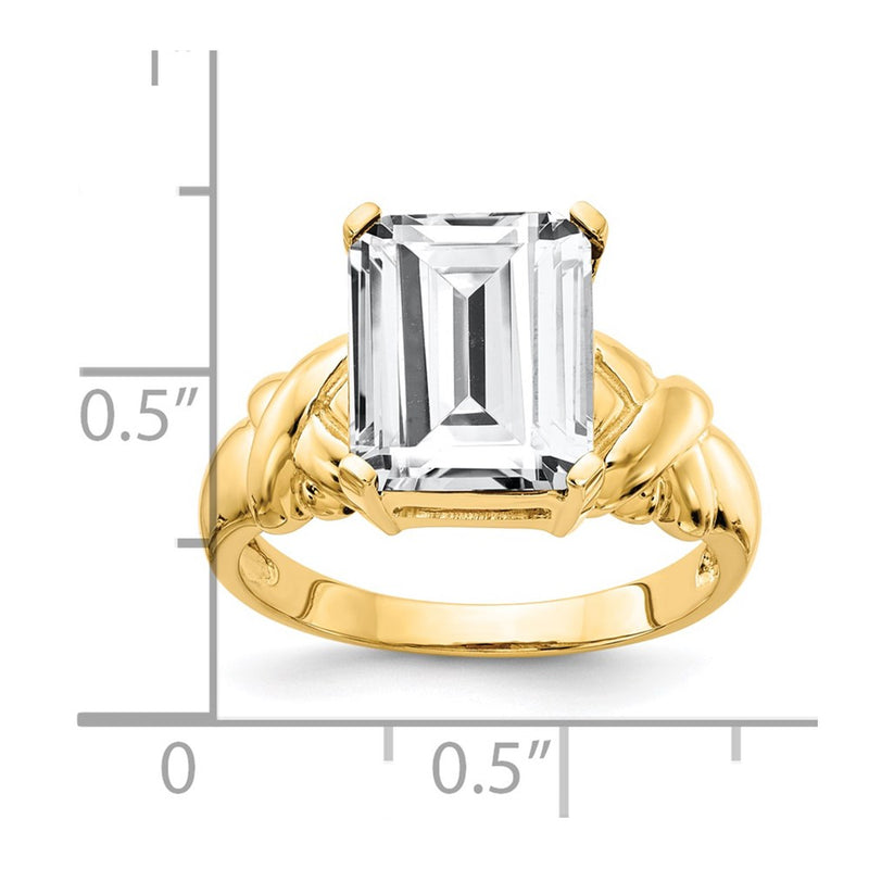 14K Yellow Gold 11x9mm Emerald Cut Cubic Zirconia ring