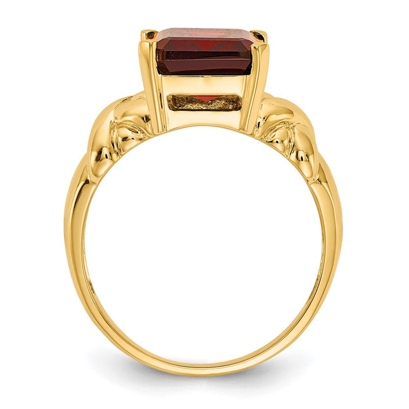14K Yellow Gold 11x9mm Emerald Cut Garnet ring