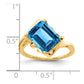 14K Yellow Gold 10x8mm Emerald Cut Blue Topaz ring