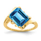 14K Yellow Gold 10x8mm Emerald Cut Blue Topaz ring