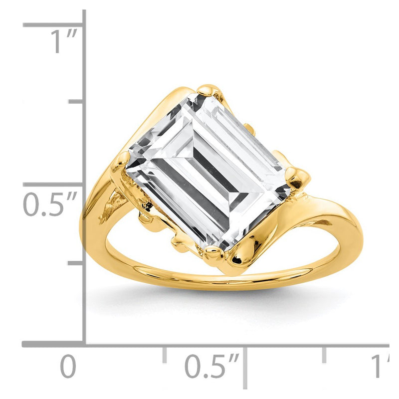14K Yellow Gold 10x8mm Emerald Cut Cubic Zirconia ring