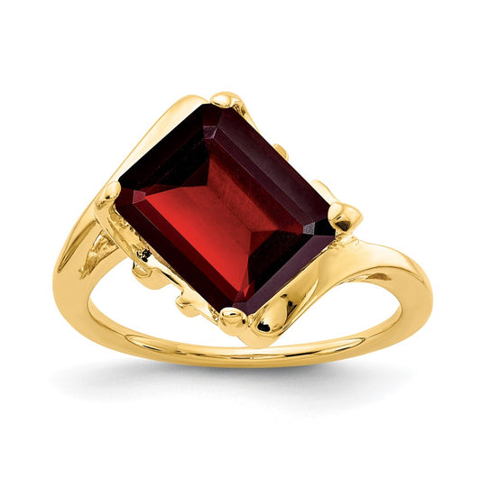 14K Yellow Gold 10x8mm Emerald Cut Garnet ring