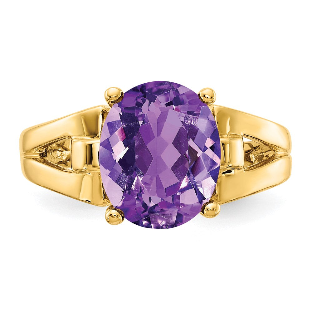 14K Yellow Gold 11x9mm Oval Amethyst ring
