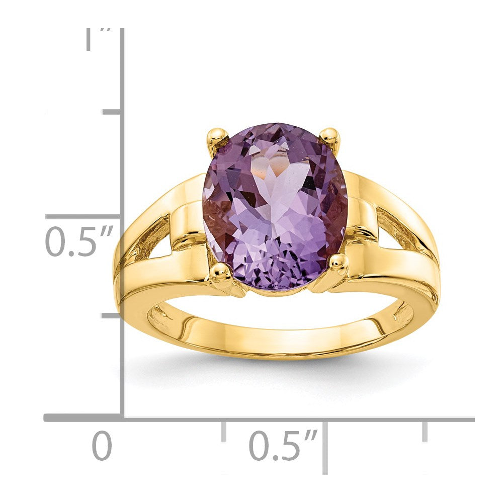 14K Yellow Gold 11x9mm Oval Amethyst ring