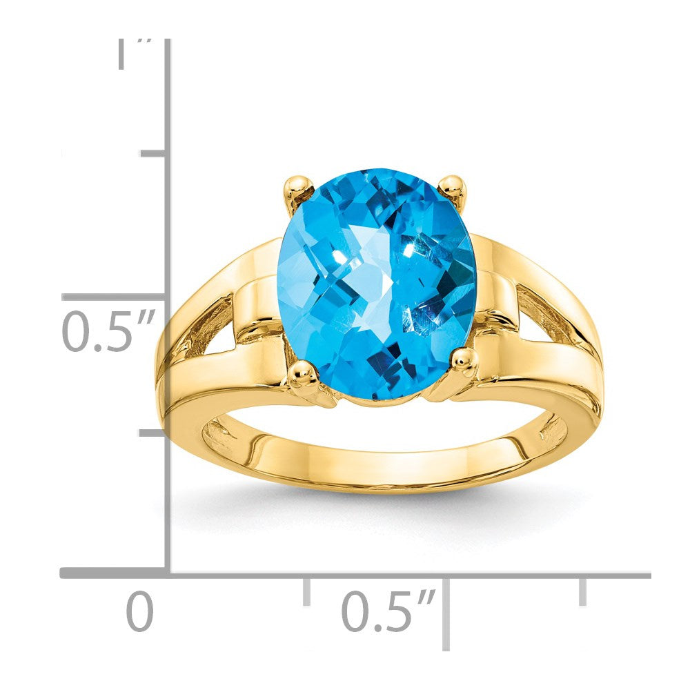 14K Yellow Gold 11x9mm Oval Blue Topaz ring