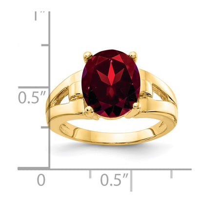 14K Yellow Gold 11x9mm Oval Garnet ring