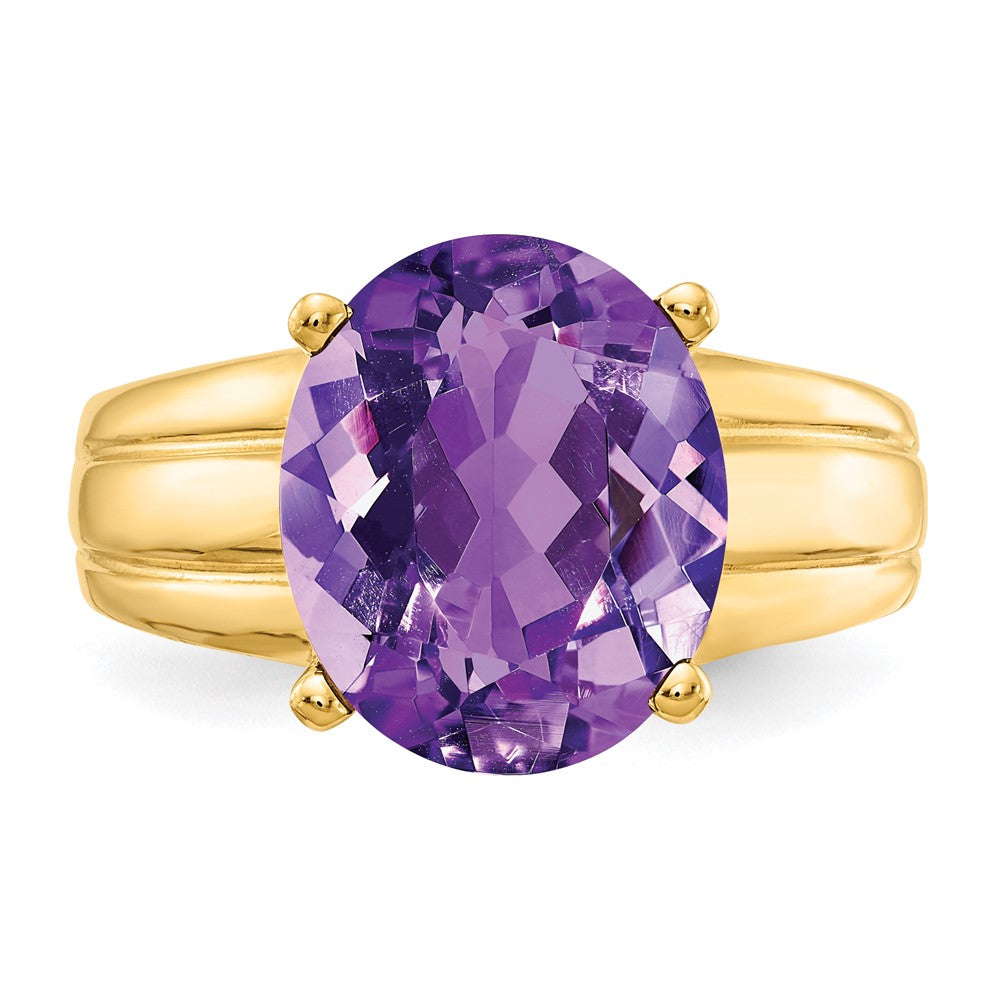 14K Yellow Gold 12x10mm Oval Amethyst ring