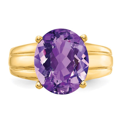 14K Yellow Gold 12x10mm Oval Amethyst ring