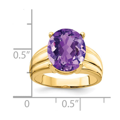 14K Yellow Gold 12x10mm Oval Amethyst ring