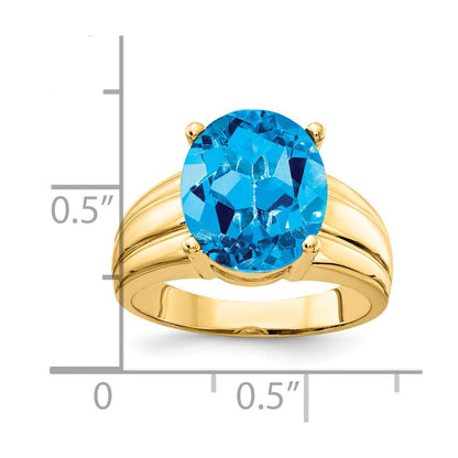 14K Yellow Gold 12x10mm Oval Blue Topaz ring