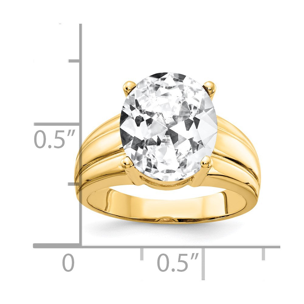 14K Yellow Gold 12x10mm Oval Cubic Zirconia ring
