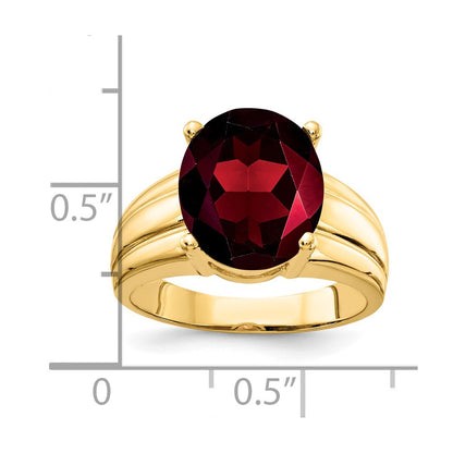 14K Yellow Gold 12x10mm Oval Garnet ring