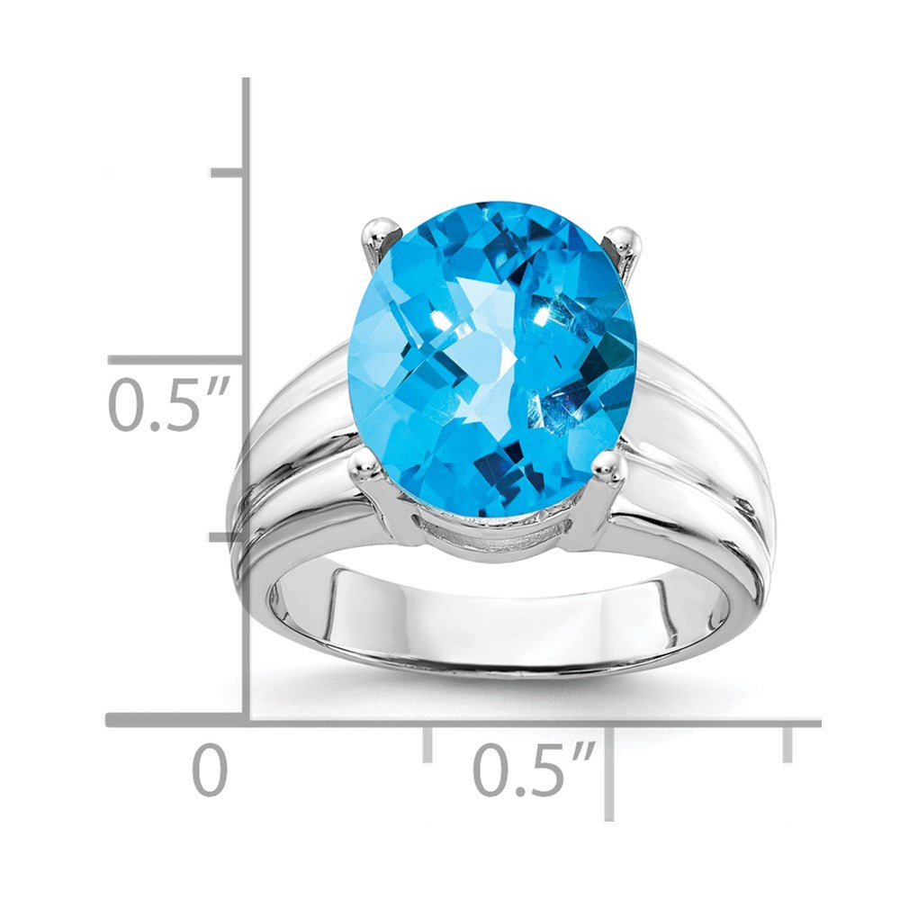 14k White Gold 12x10mm Oval Blue Topaz ring