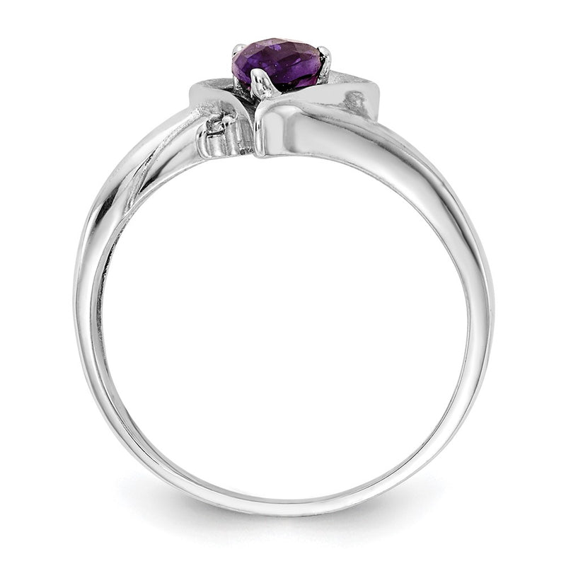 14k White Gold 6x4mm Pear Amethyst Checker A Real Diamond ring