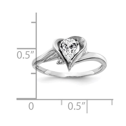 14k White Gold 6x4mm Pear Cubic Zirconia AA Diamond ring
