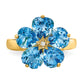 14k Yellow Gold 6mm Heart Blue Topaz AA Diamond ring