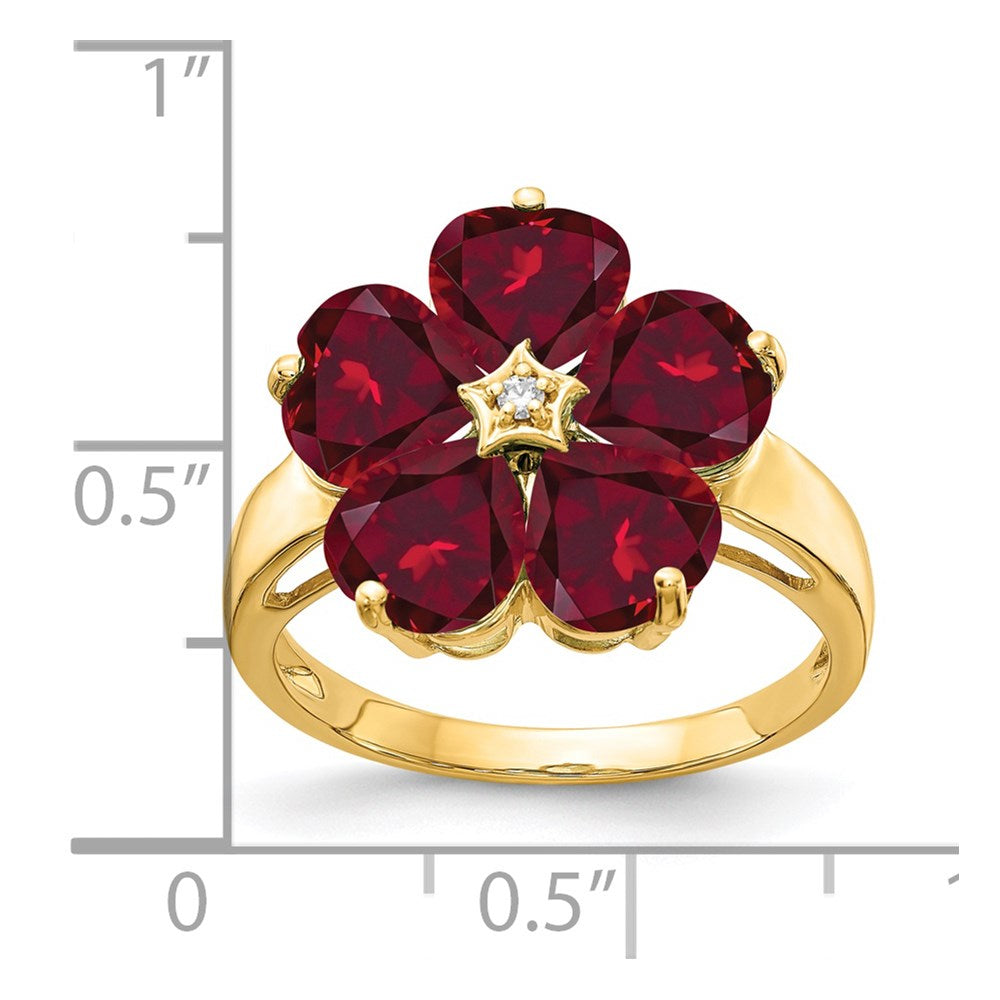 14k Yellow Gold 6mm Heart Created Ruby VS Diamond ring