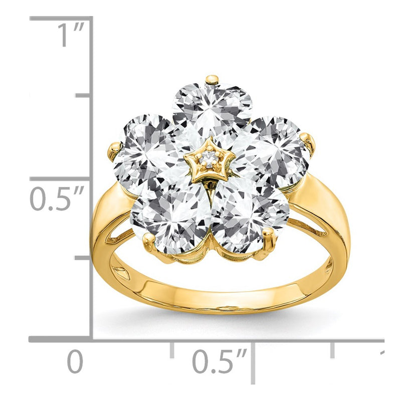 14k Yellow Gold 6mm Heart Cubic Zirconia AAA Diamond ring