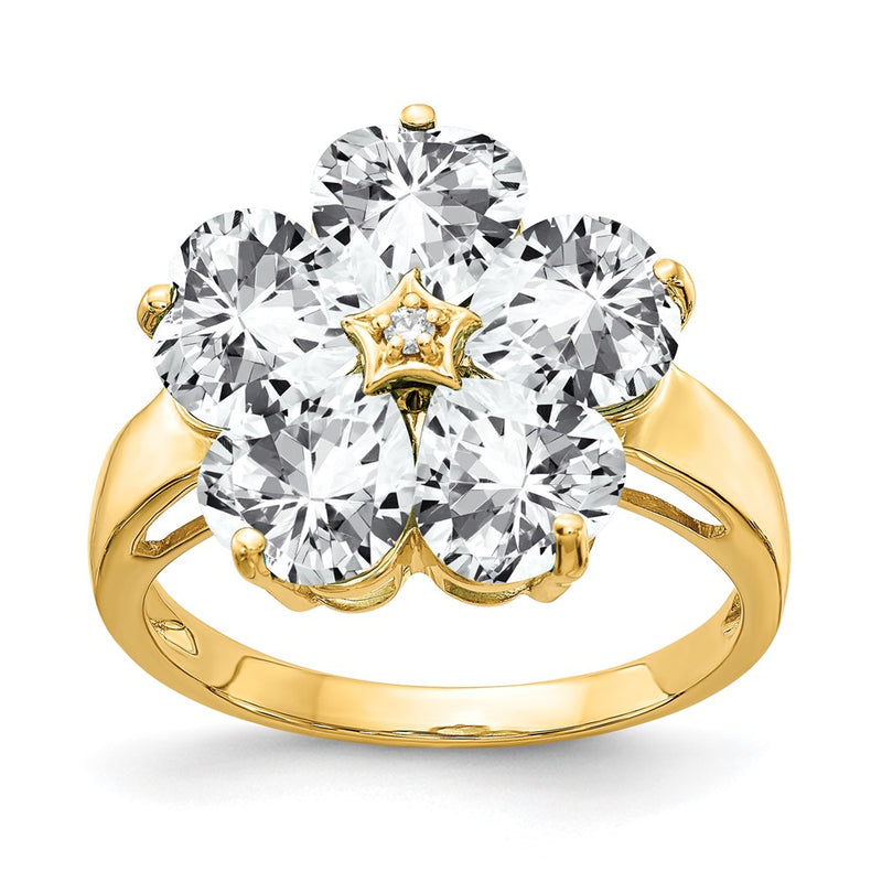14k Yellow Gold 6mm Heart Cubic Zirconia AAA Diamond ring