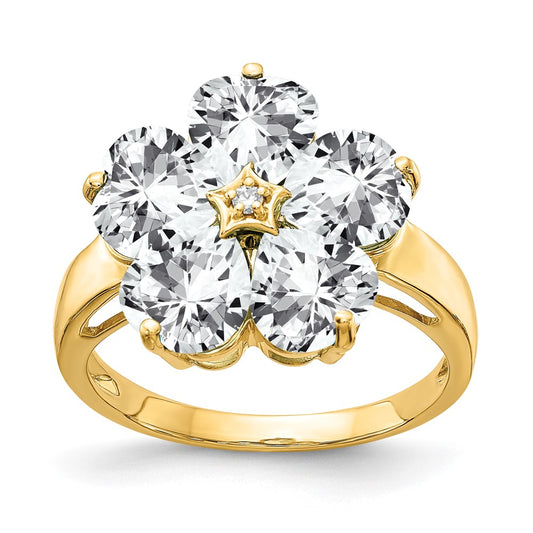 14k Yellow Gold 6mm Heart Cubic Zirconia AA Diamond ring