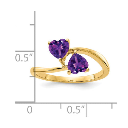 14K Yellow Gold 5mm Heart Amethyst ring