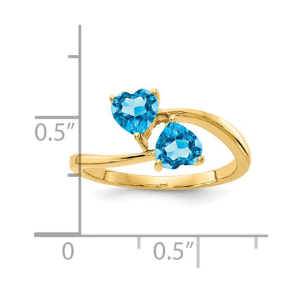14K Yellow Gold 5mm Heart Blue Topaz ring