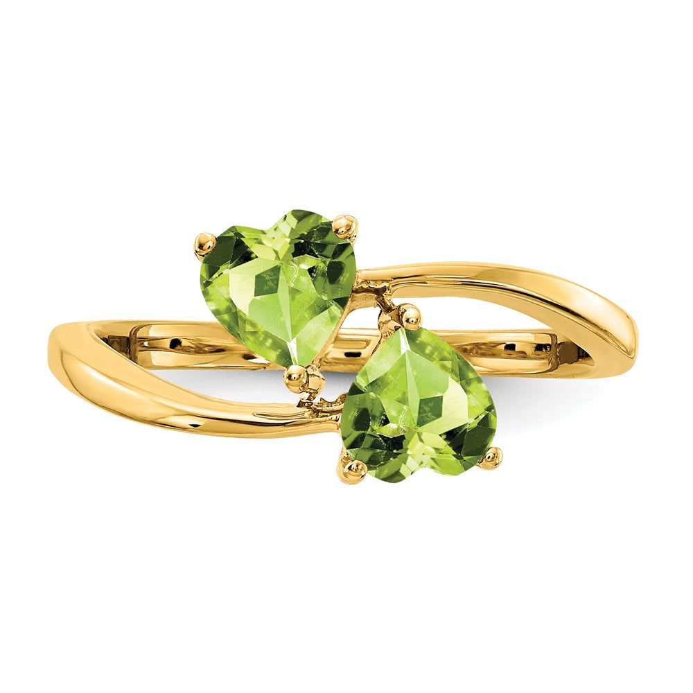 14K Yellow Gold 5mm Heart Peridot ring