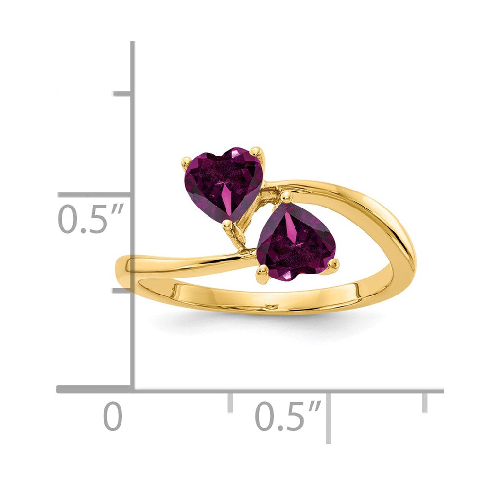 14k Yellow Gold 5mm Heart Rhodolite Garnet ring