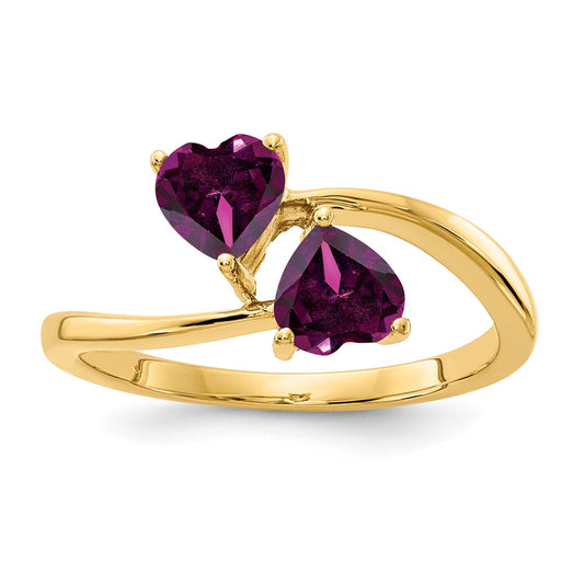 14k Yellow Gold 5mm Heart Rhodolite Garnet ring
