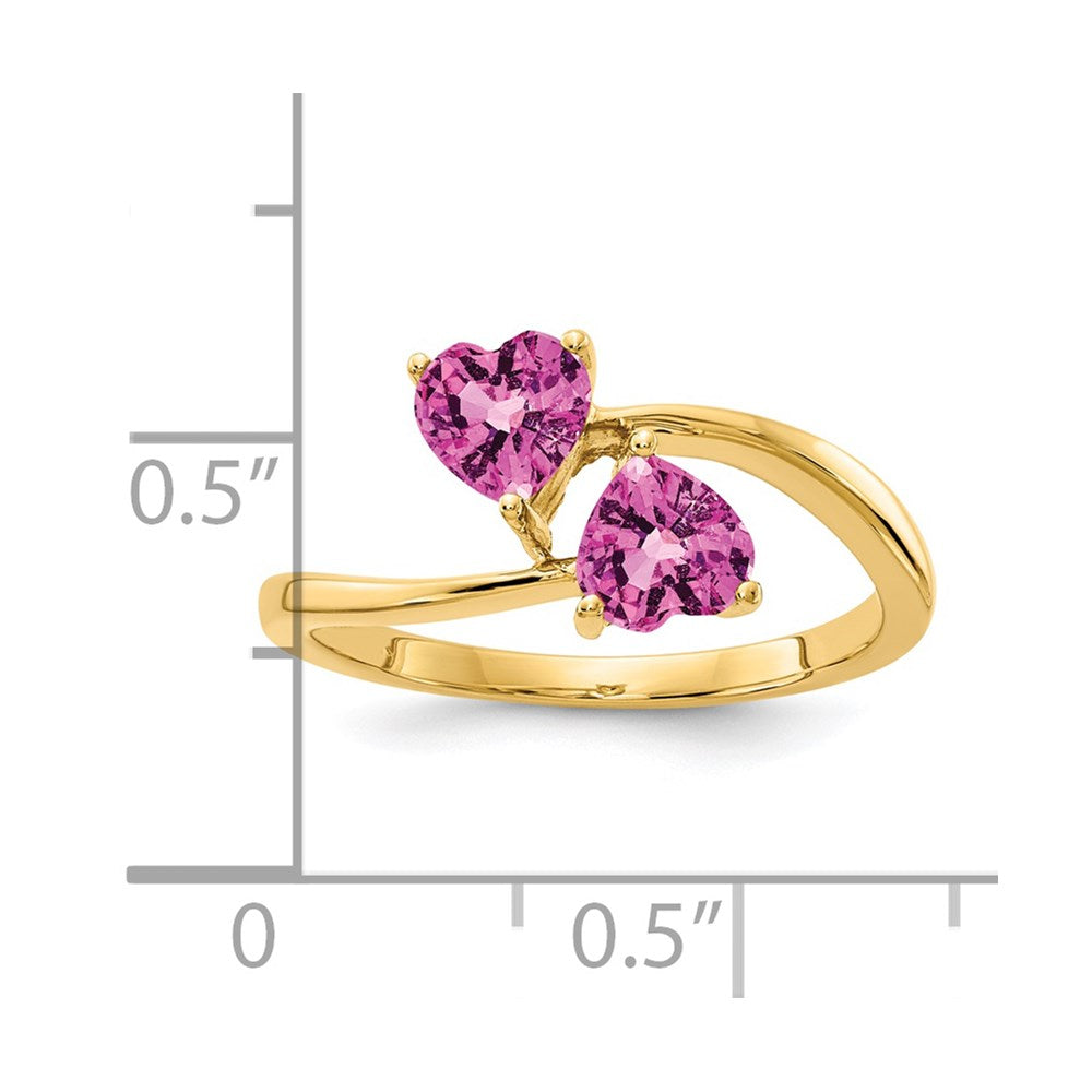 14K Yellow Gold 5mm Heart Pink Sapphire Ring