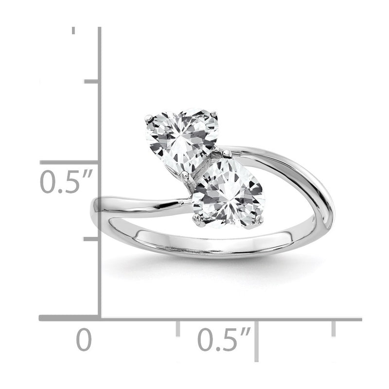 14k White Gold 5mm Heart Cubic Zirconia ring