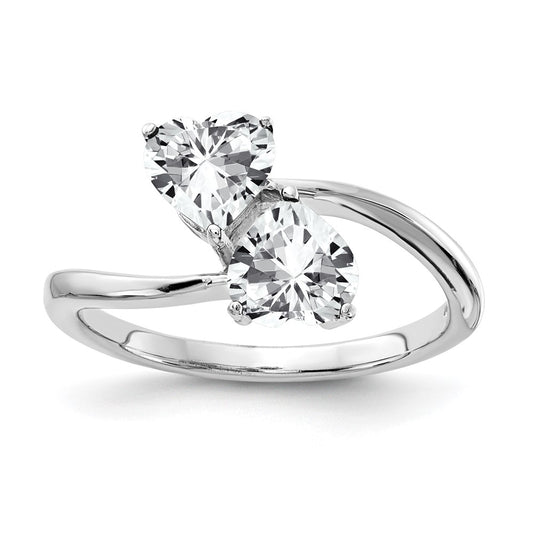 14k White Gold 5mm Heart Cubic Zirconia ring