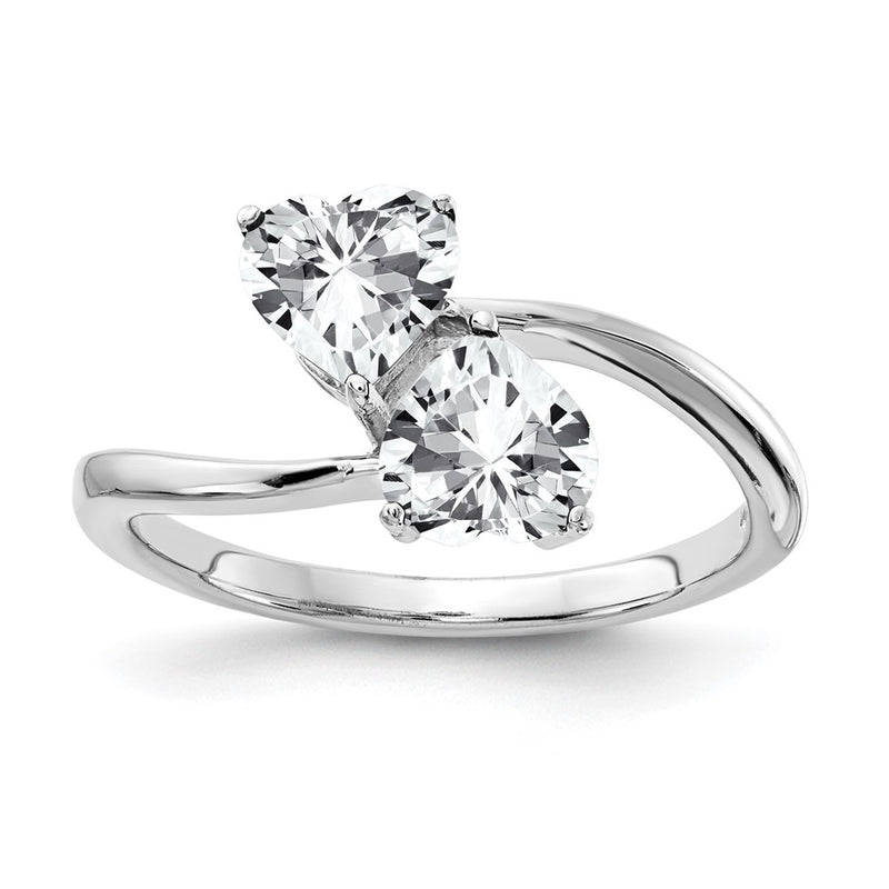 14k White Gold 5mm Heart Cubic Zirconia ring