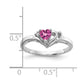 14k White Gold 4mm Heart Pink Sapphire AA Diamond ring