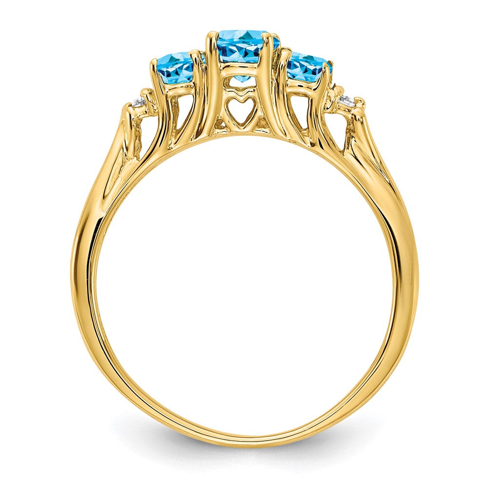 14K Yellow Gold Gemstone & Real Diamond Ring