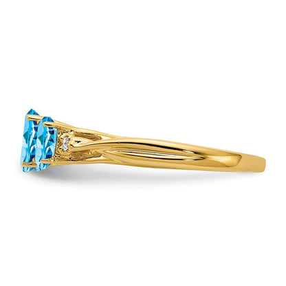 14K Yellow Gold Gemstone & Real Diamond Ring