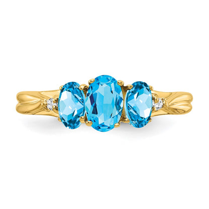 14K Yellow Gold Gemstone & Real Diamond Ring
