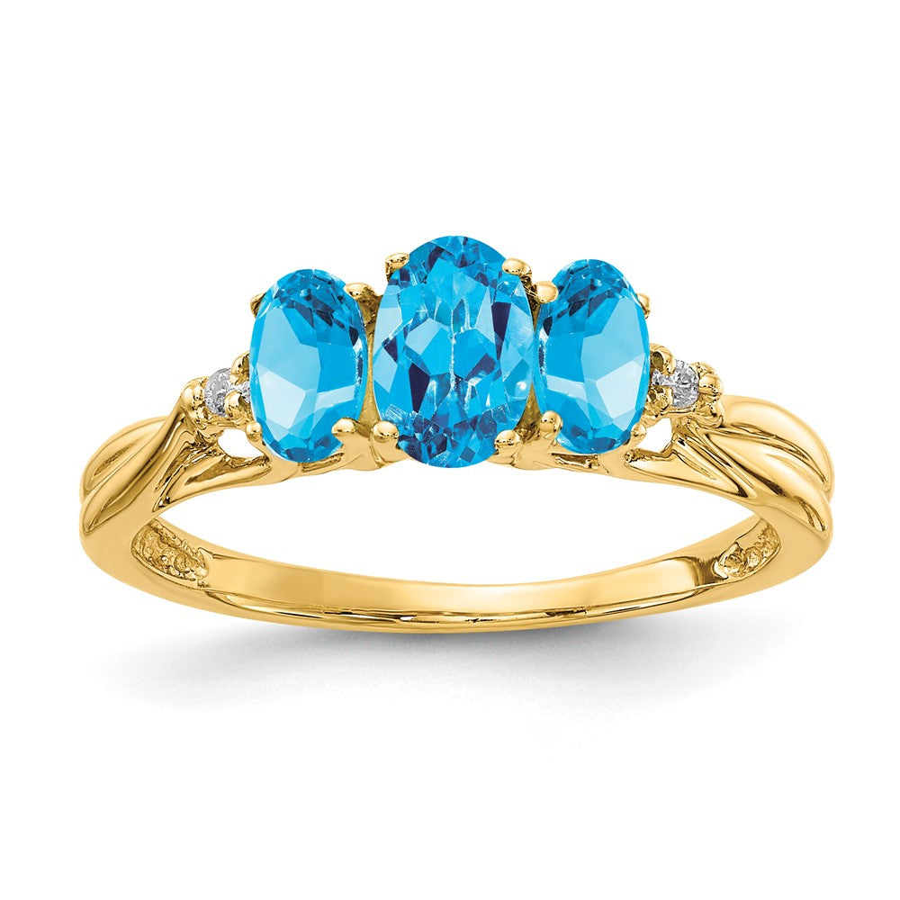 14K Yellow Gold Gemstone & Real Diamond Ring