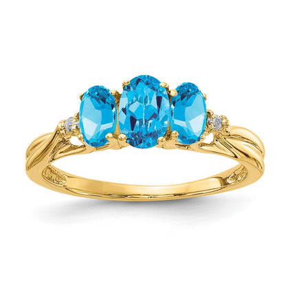 14K Yellow Gold Gemstone & Real Diamond Ring