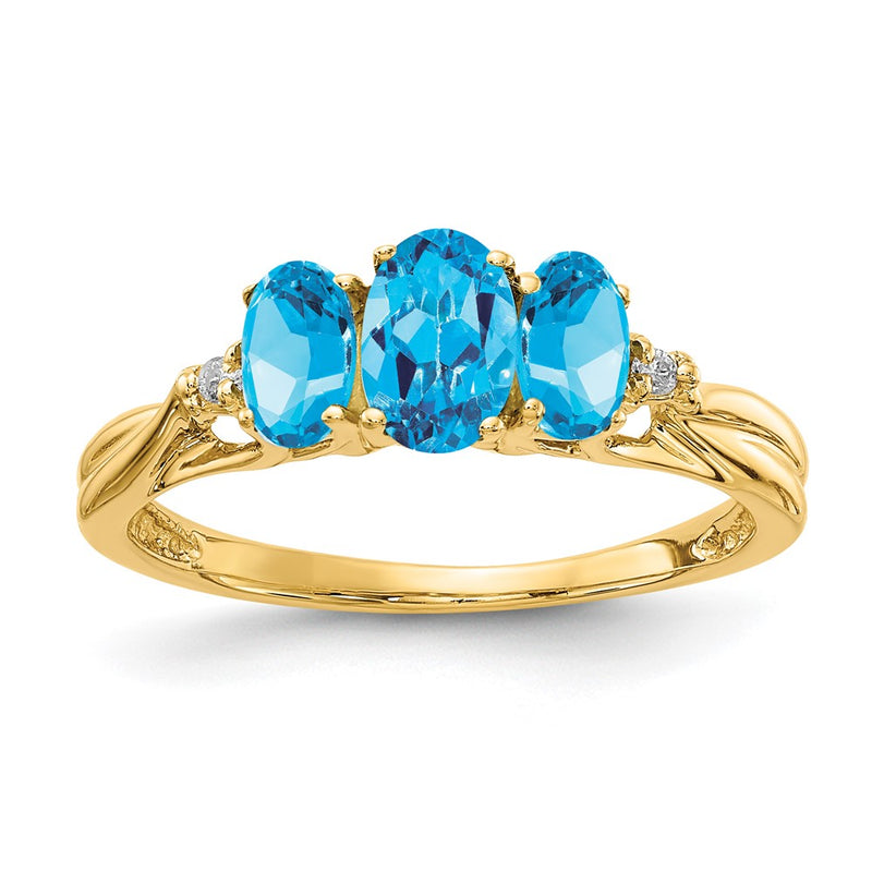 14K Yellow Gold Gemstone & Real Diamond Ring