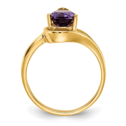 14K Yellow Gold 9x6mm Pear Amethyst ring