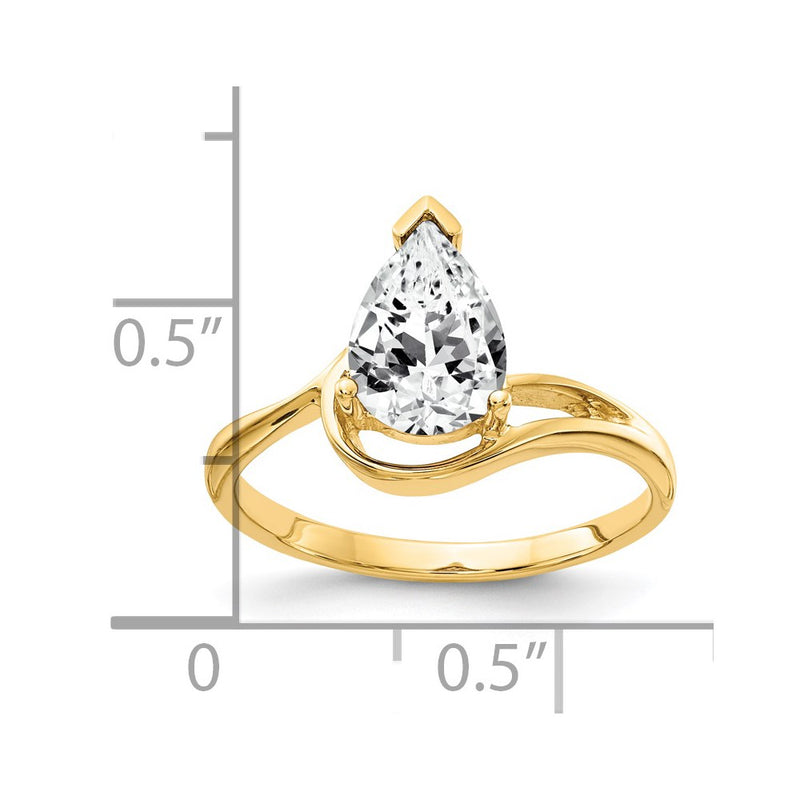 14K Yellow Gold 9x6mm Pear Cubic Zirconia ring