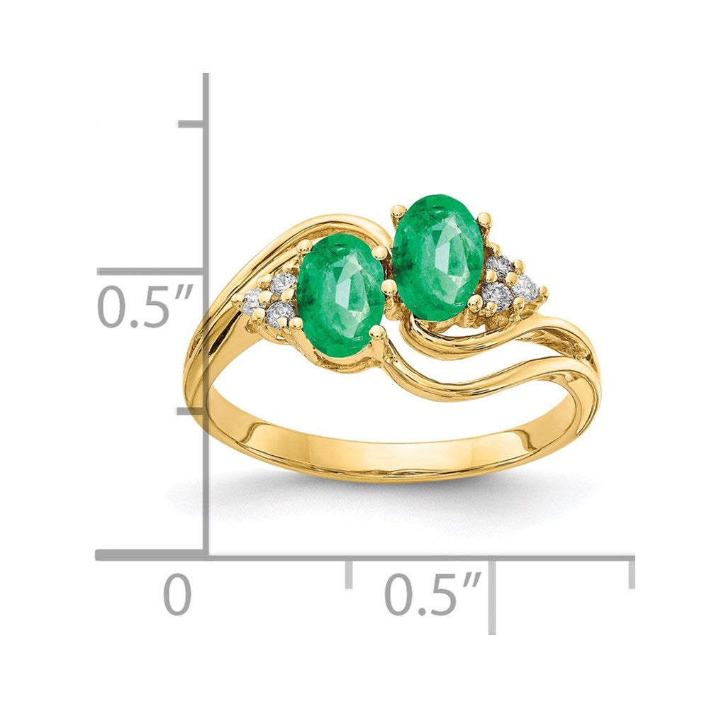 14K Yellow Gold 6x4mm Oval Emerald A Real Diamond ring
